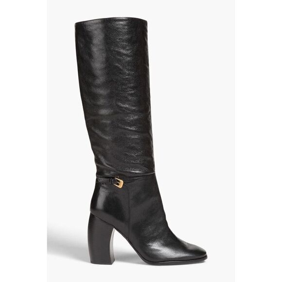 TORY BURCH Buckled pebbled-leather boots brown size 9 - Picture 1 of 11